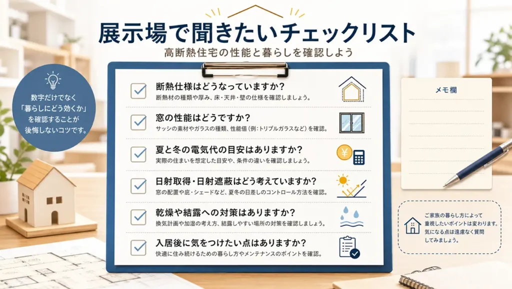 展示場で断熱性能について確認したい質問リスト