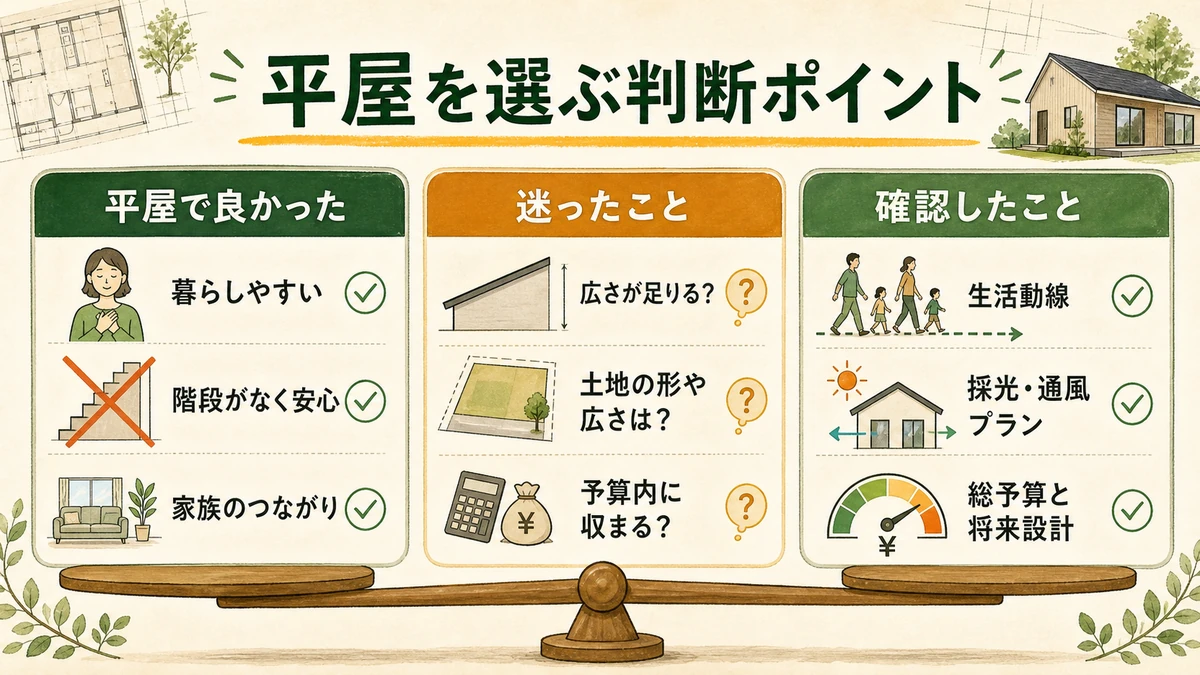 平屋を選ぶ判断ポイントをまとめた図解