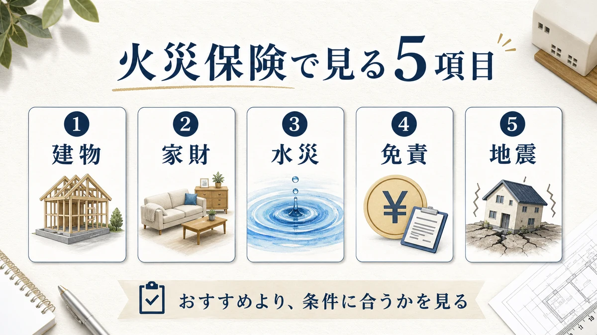 火災保険で建物家財水災免責地震保険を確認する5項目