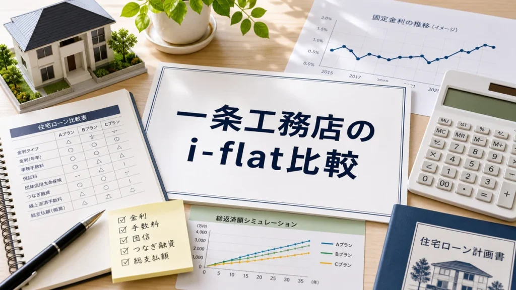 一条工務店のi-flat住宅ローンを比較表と家計簿で確認するイメージ