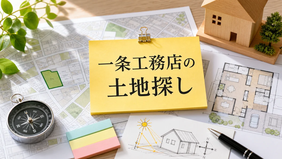 一条工務店で建てる土地探しを地図と日当たりで考えるイメージ