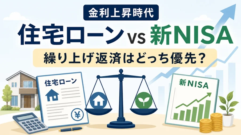 住宅ローン繰り上げ返済と新NISAの優先順位を比較する図解