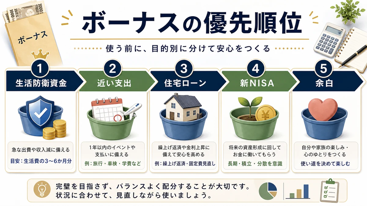 ボーナスの使い道優先順位図