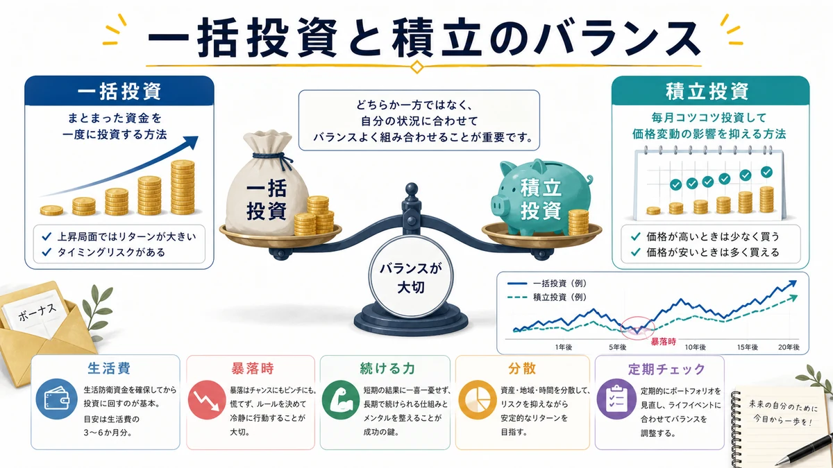 一括投資と積立のバランス図