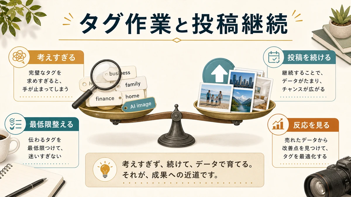 タグ作業と投稿継続のバランス図