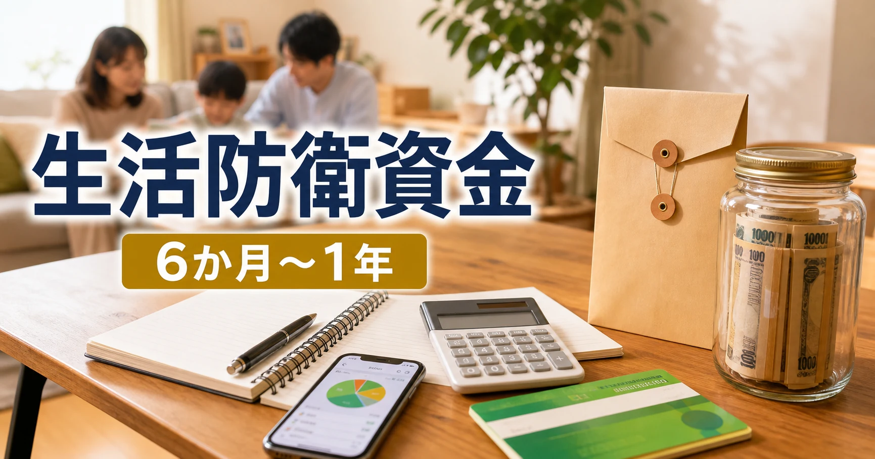 生活防衛資金の目安を家計ノートで確認する30代会社員家庭のアイキャッチ