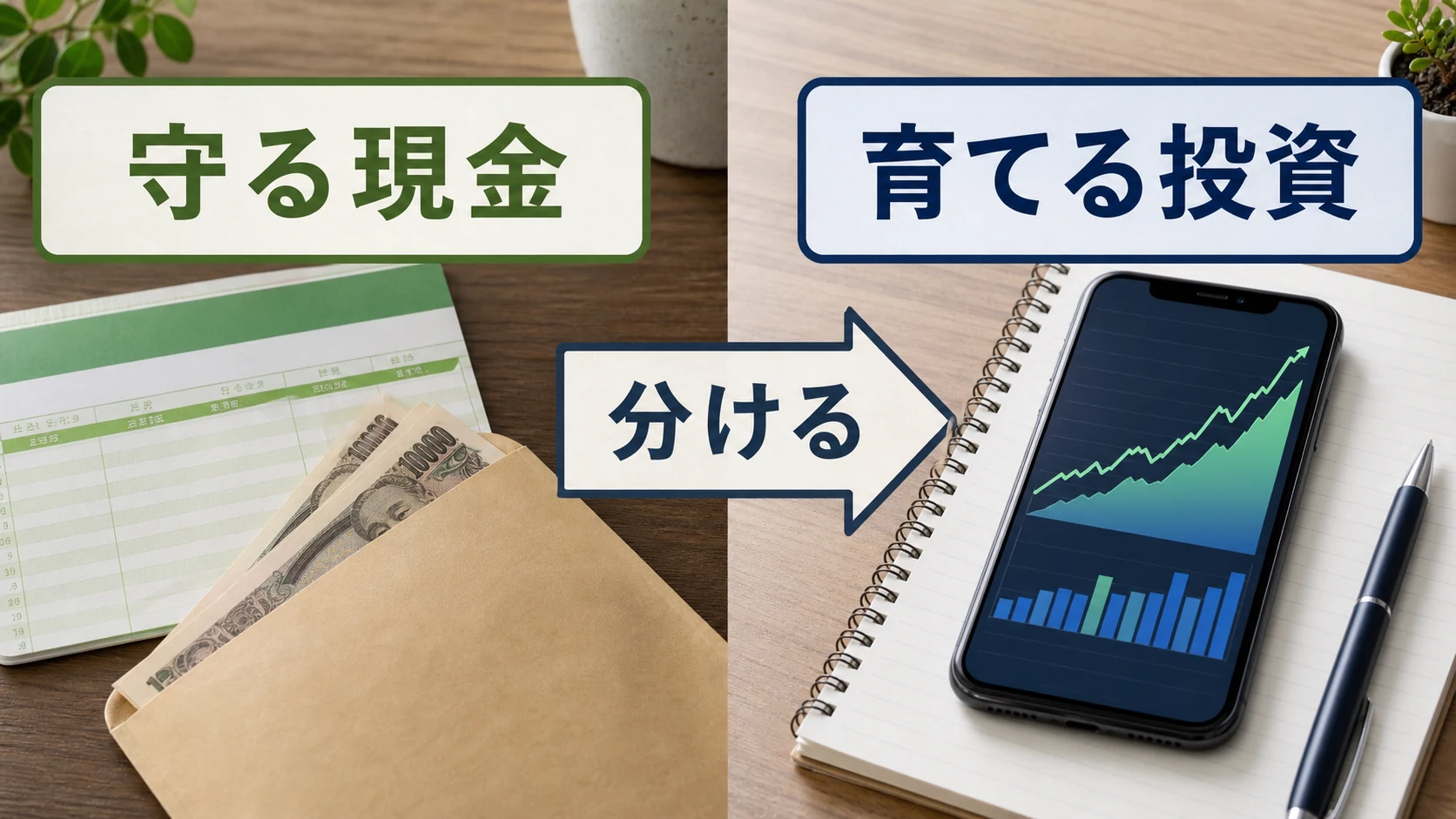 生活防衛資金を普通預金に分けて新NISAと家計を守る流れ