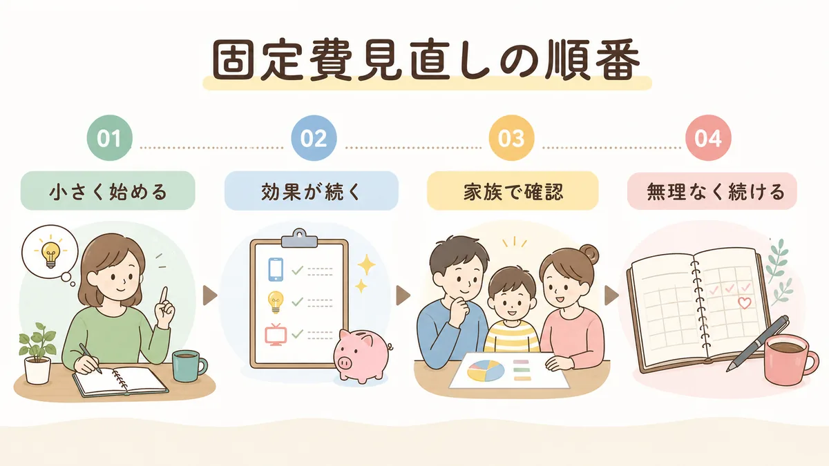 無理なく家計を軽くする順番を示す図解