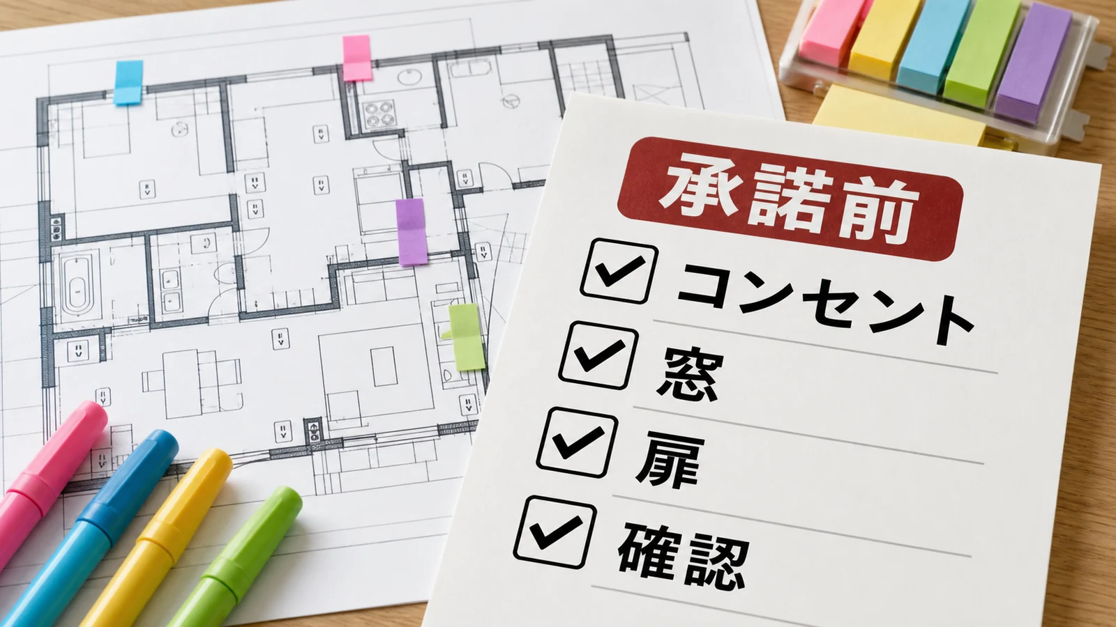 一条工務店の着手承諾前にコンセントと窓と扉の干渉を確認するチェックリスト