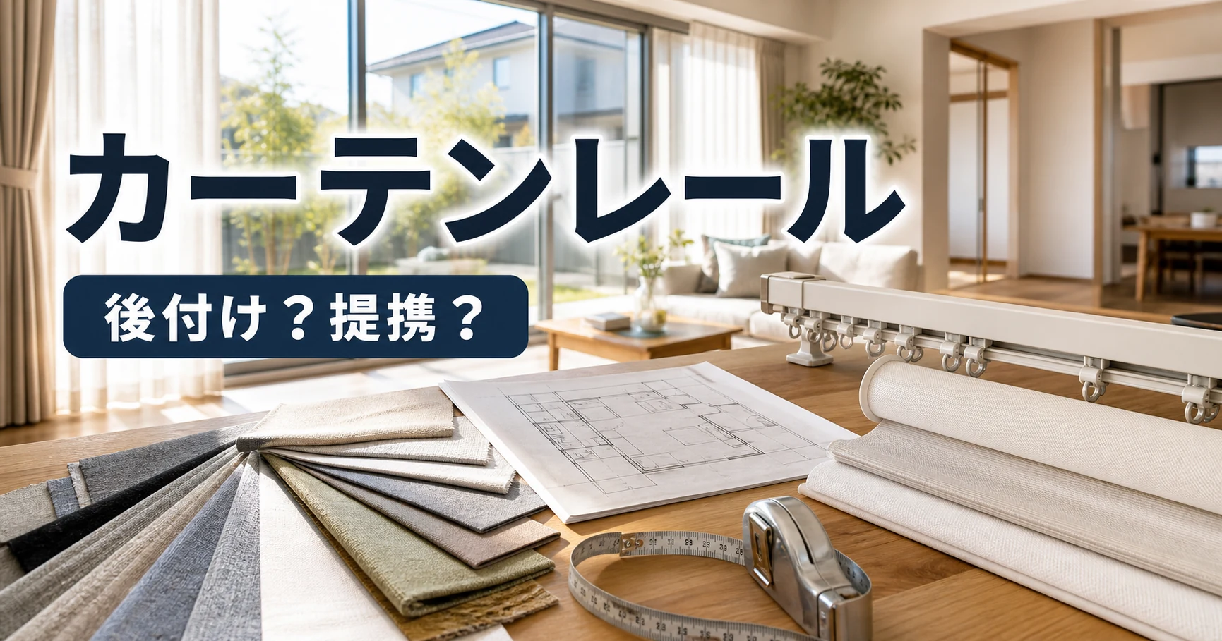 一条工務店の窓まわりでカーテンレールとロールスクリーンを検討する家づくりアイキャッチ