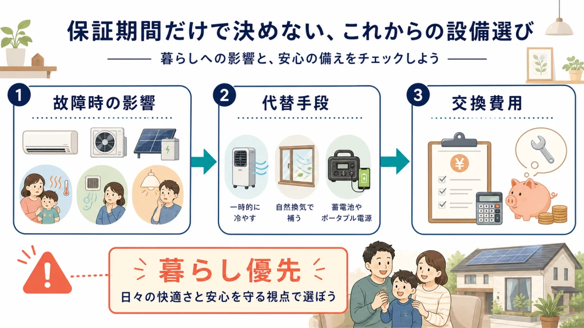 故障時の影響と代替手段と交換費用から設備選びを考える図解