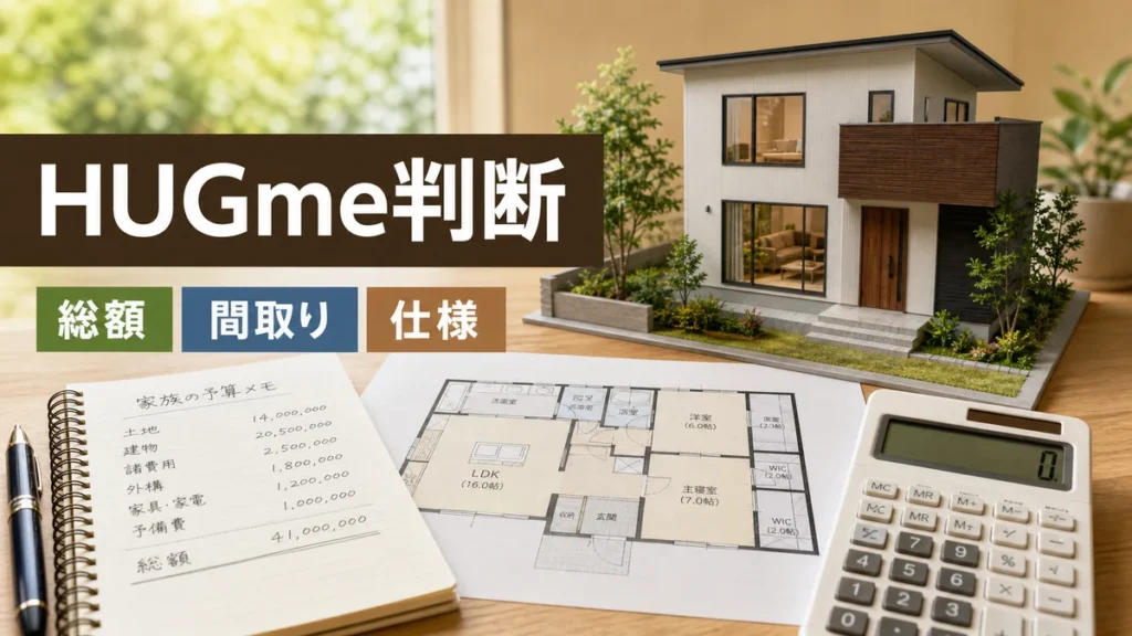 一条工務店のHUGmeを総額や間取りや標準仕様で検討する家づくりのイメージ
