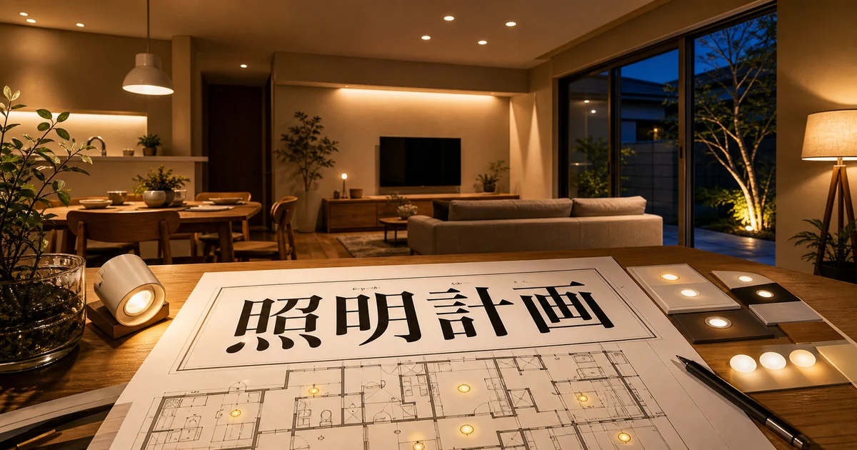 一条工務店の照明計画を間取り図とペンダントライトで検討する家づくりアイキャッチ