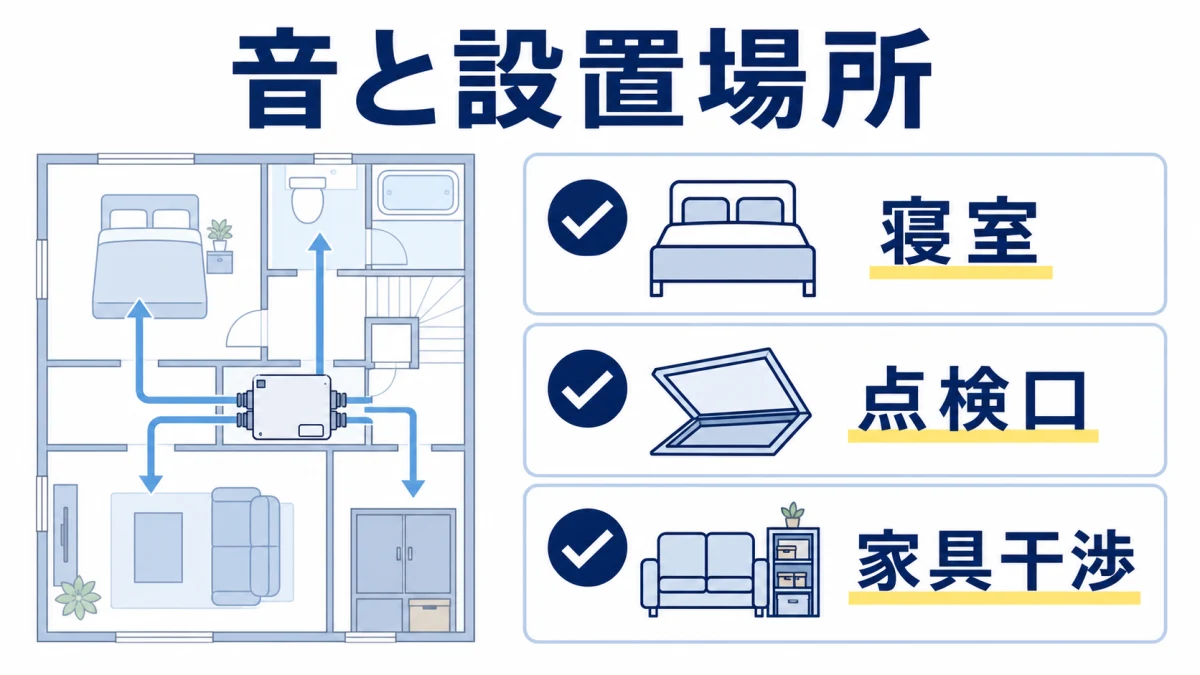 ロスガードで後悔しやすい音と設置場所と点検口を間取りで確認する図解