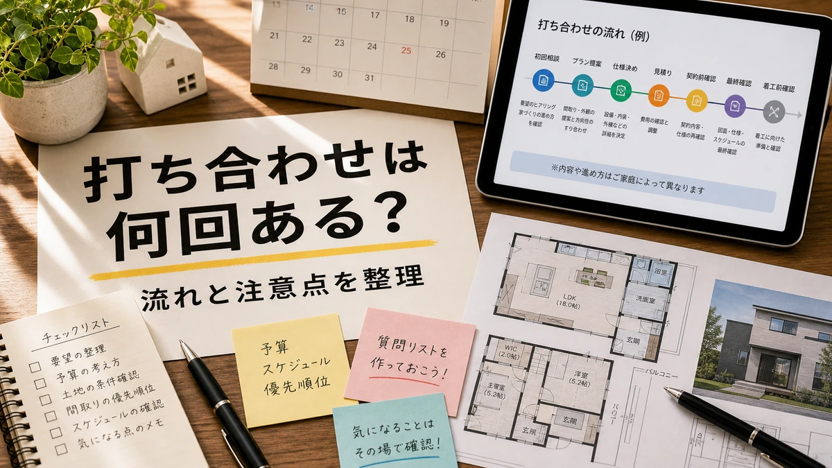 一条工務店の打ち合わせ回数と流れを確認するカレンダーと間取り図