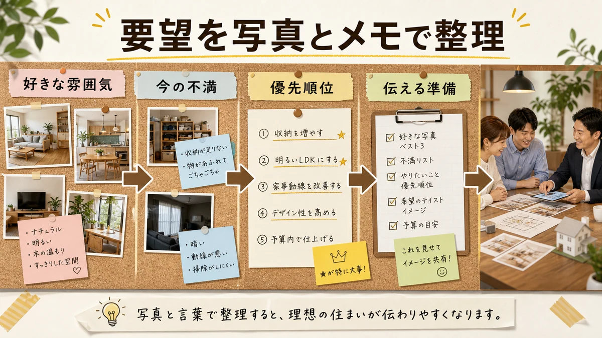 要望を写真とメモで整理する図解