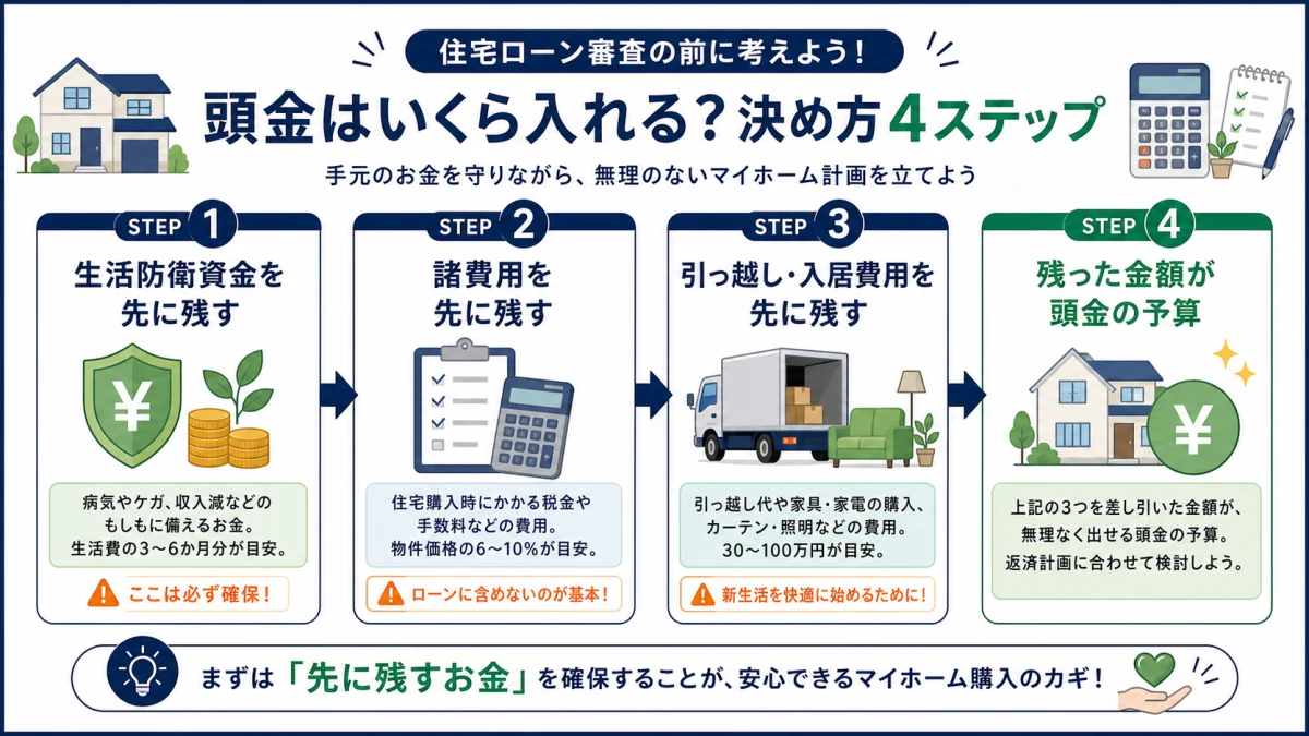 住宅購入後も生活防衛資金を残すための家計管理イメージ
