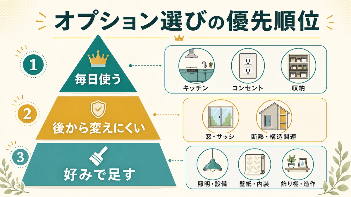 後から変えにくい設備と変更しやすい設備を比較する図解
