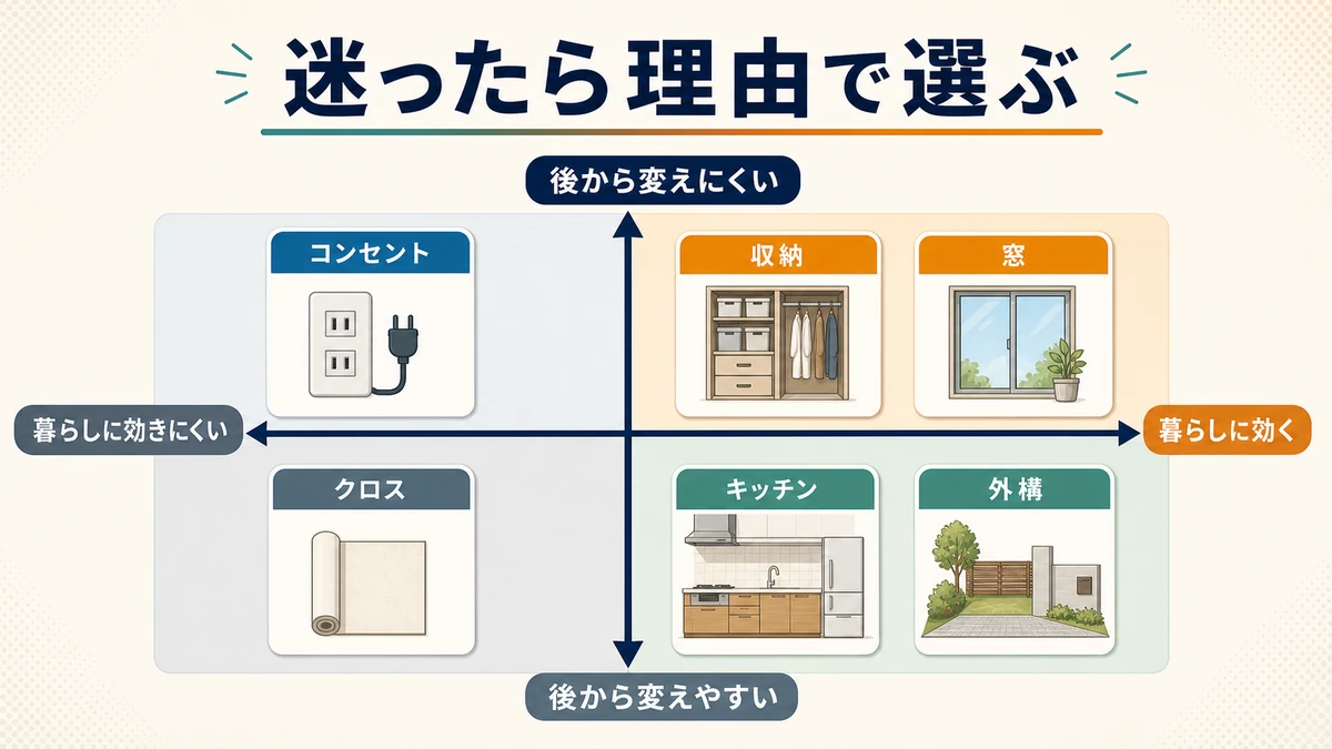 一条工務店のオプション見積もりを優先順位で削るチェック表