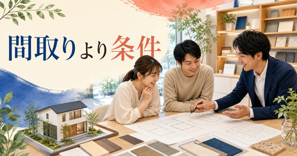 一条工務店の設計打ち合わせで要望と図面を確認する家族