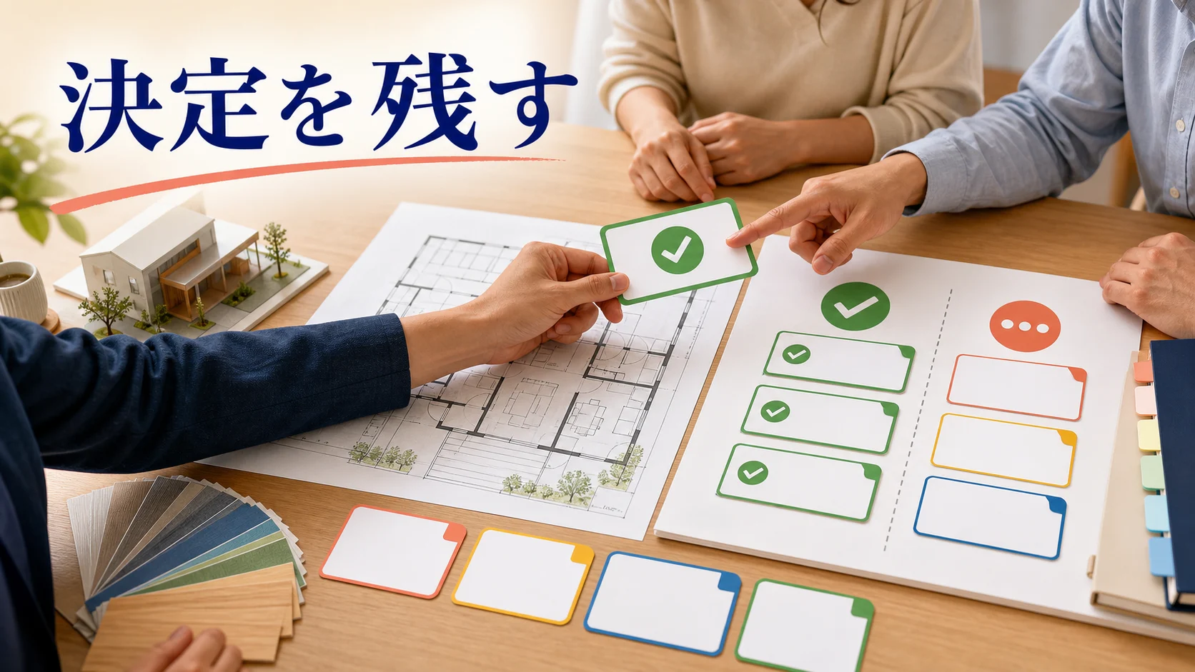 設計打ち合わせの決定事項と未決事項を記録するチェック表