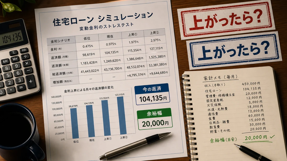 変動金利の住宅ローンを金利上昇時にストレステストする家計シミュレーション