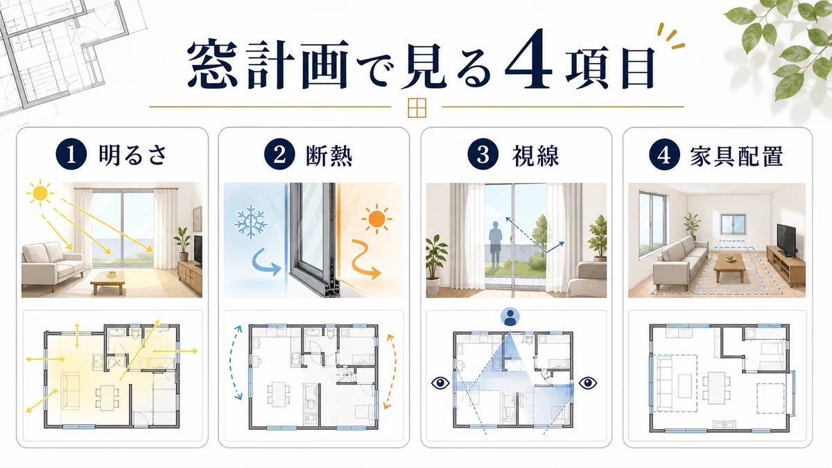 窓計画で見る4項目の図解