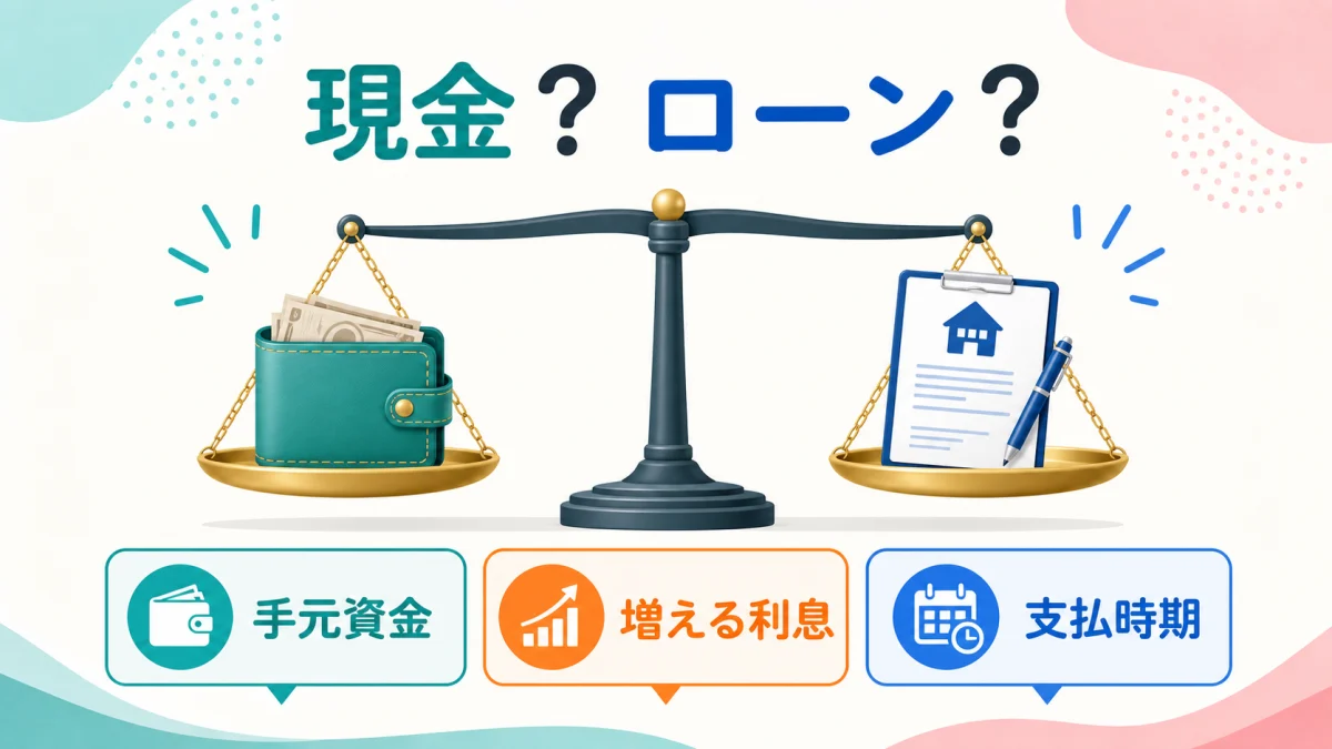 現金で払う費用とローンへ含める費用を分ける判断図