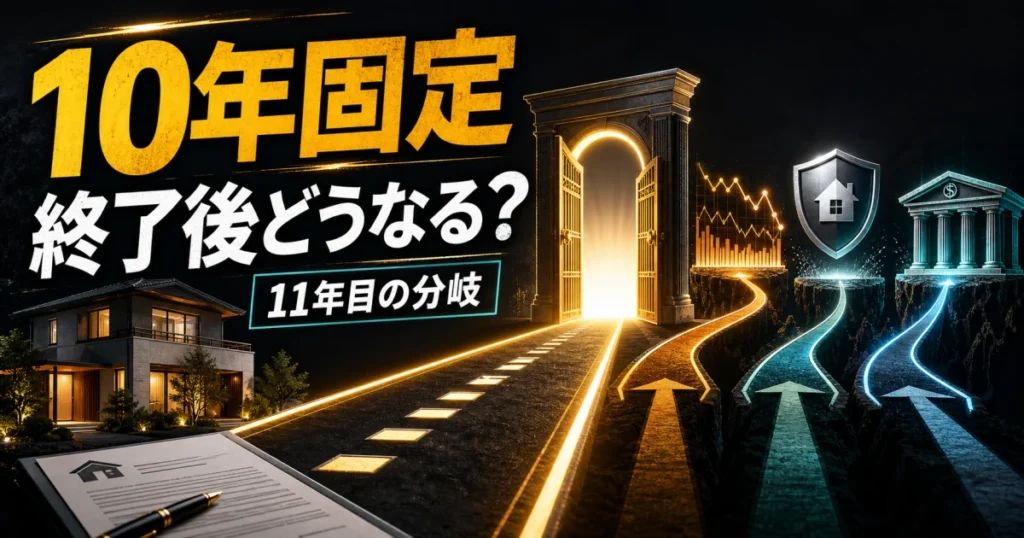 住宅ローンの10年固定終了後に三つの進路へ分かれる様子