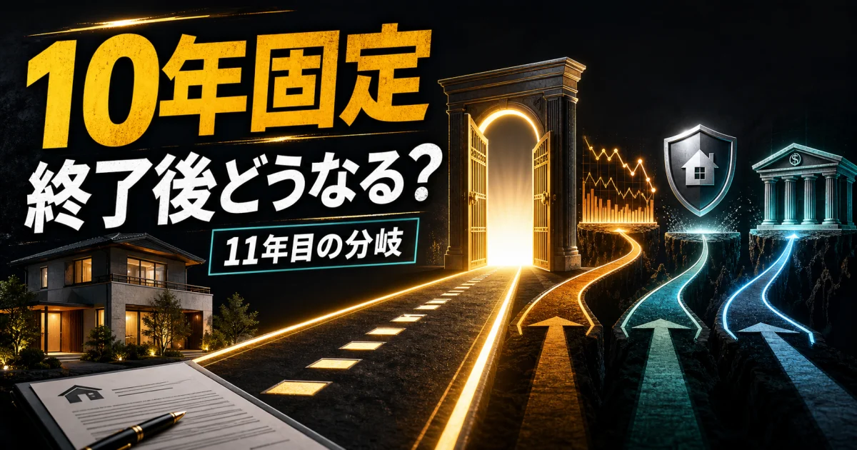 住宅ローンの10年固定終了後に三つの進路へ分かれる様子