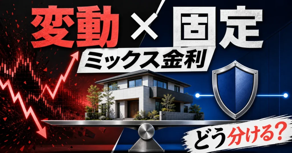 住宅ローンを変動金利と固定金利に分ける二つの経路を表したビジュアル