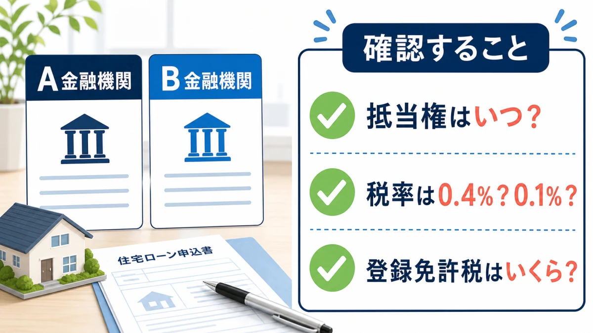 A金融機関とB金融機関で抵当権設定タイミングを確認するチェックリスト