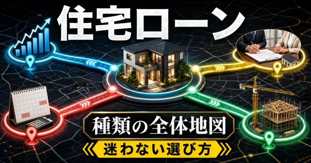 住宅ローンの金利タイプと借り方と返済方法を四方向に整理した全体地図