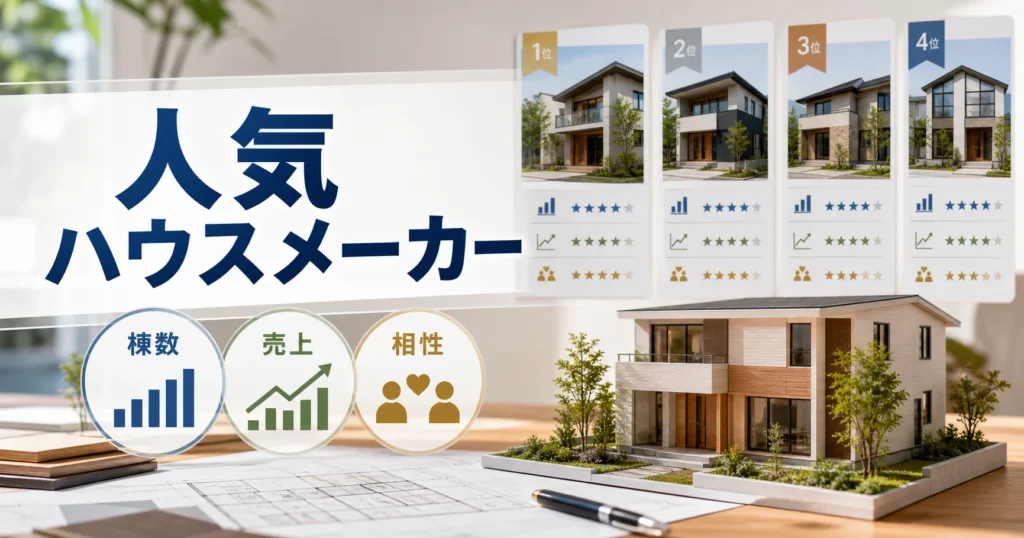 人気のハウスメーカーを棟数や売上や相性で比較する家づくりのイメージ