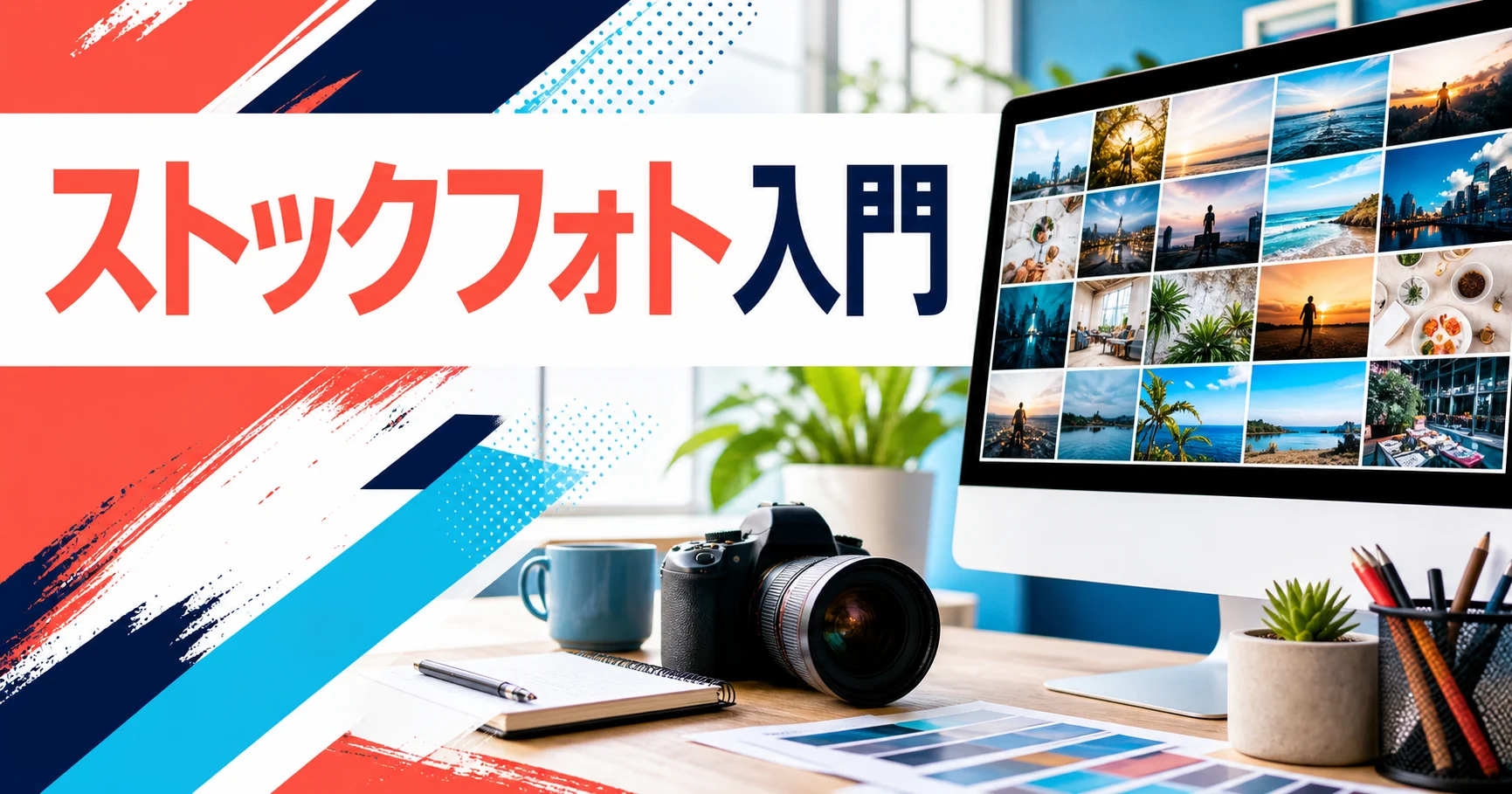 ストックフォトの写真素材と販売画面を並べた初心者向けガイド