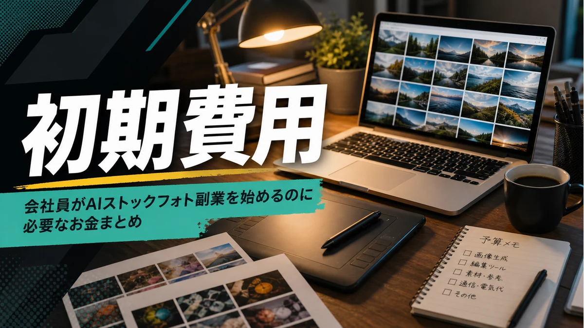 AIストックフォト副業を始めるための初期費用を整理する作業机