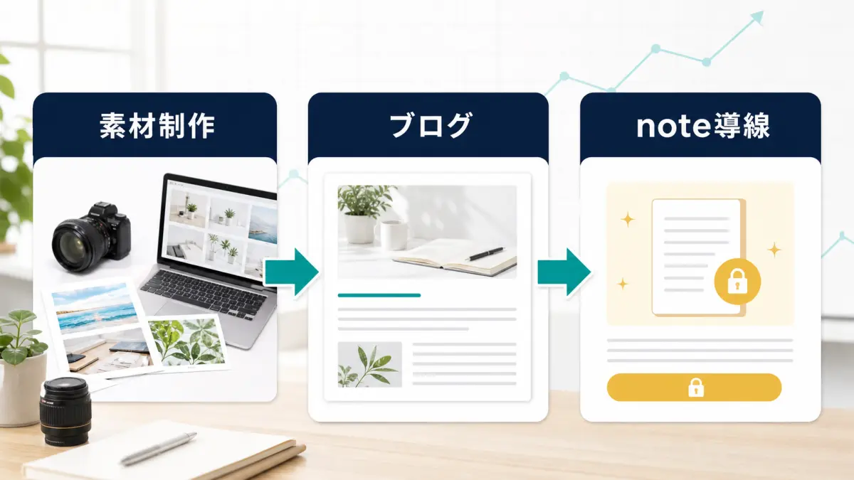 素材制作からブログとnote導線へつなげるストックフォト副業の設計図