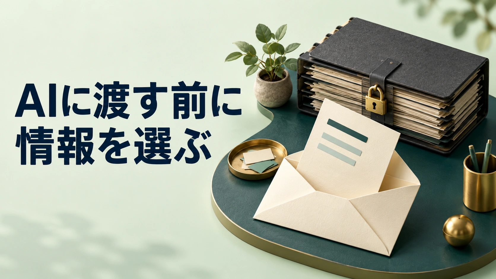 鍵を付けた原本の束から必要なメモだけを選び、封筒に分けるイラスト